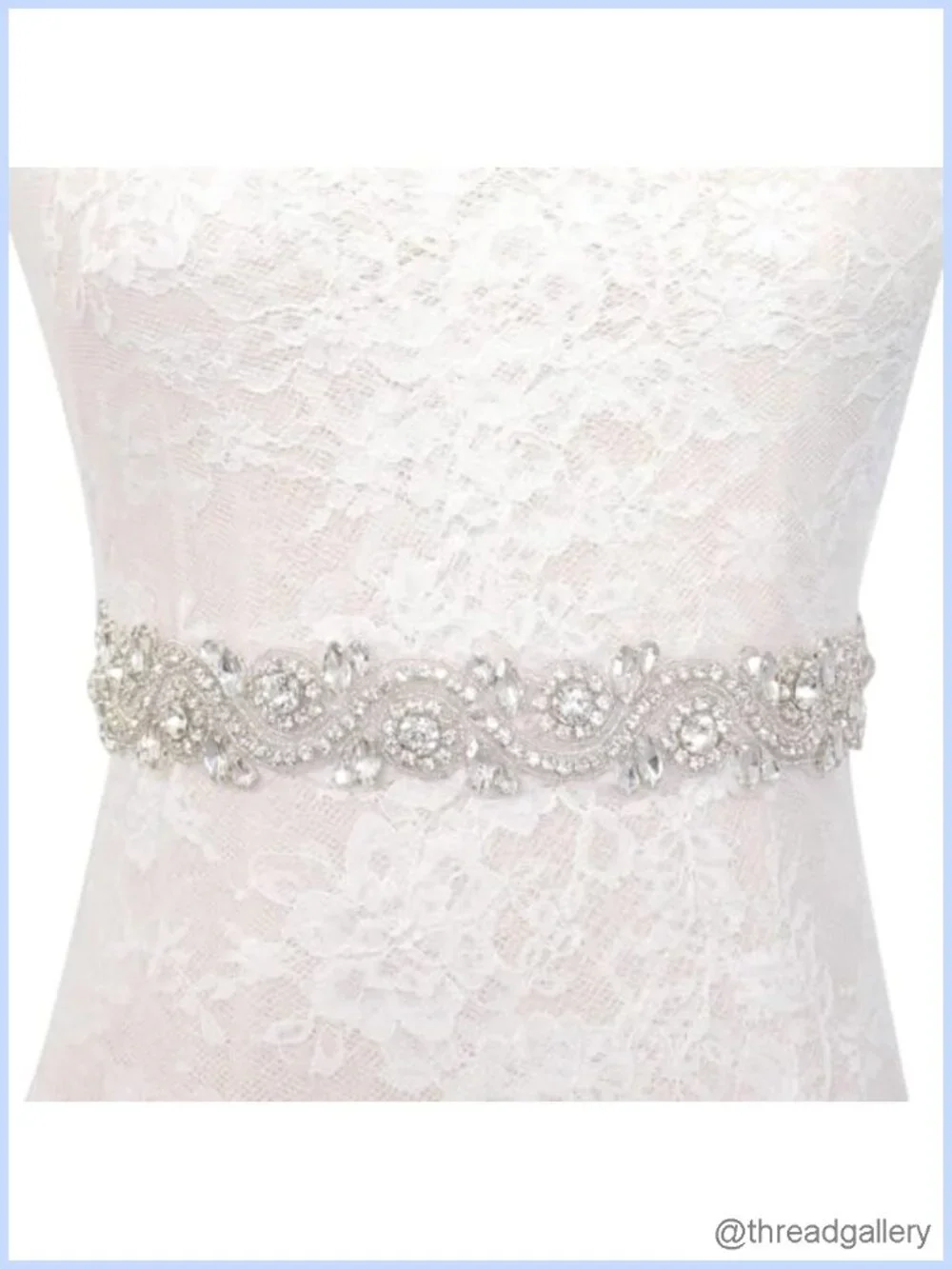 Rhinestone Wedding Sash Belt Bridal Crystal Applique Ivory Ribbon Formal Dress